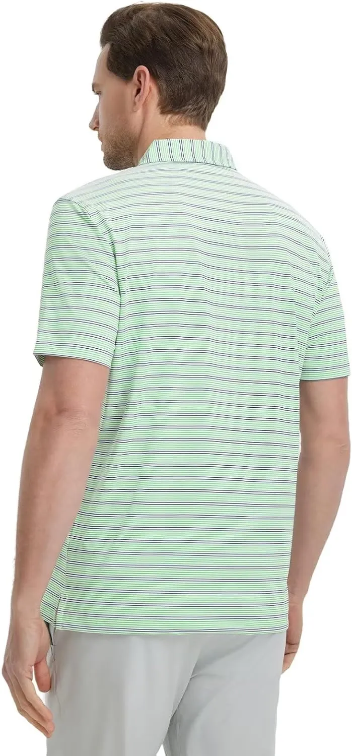 M MAELREG Mens Golf Shirts Dry Fit Moisture Wicking Performance Sports Short Sleeve Striped Collared Polo Shirts for Men