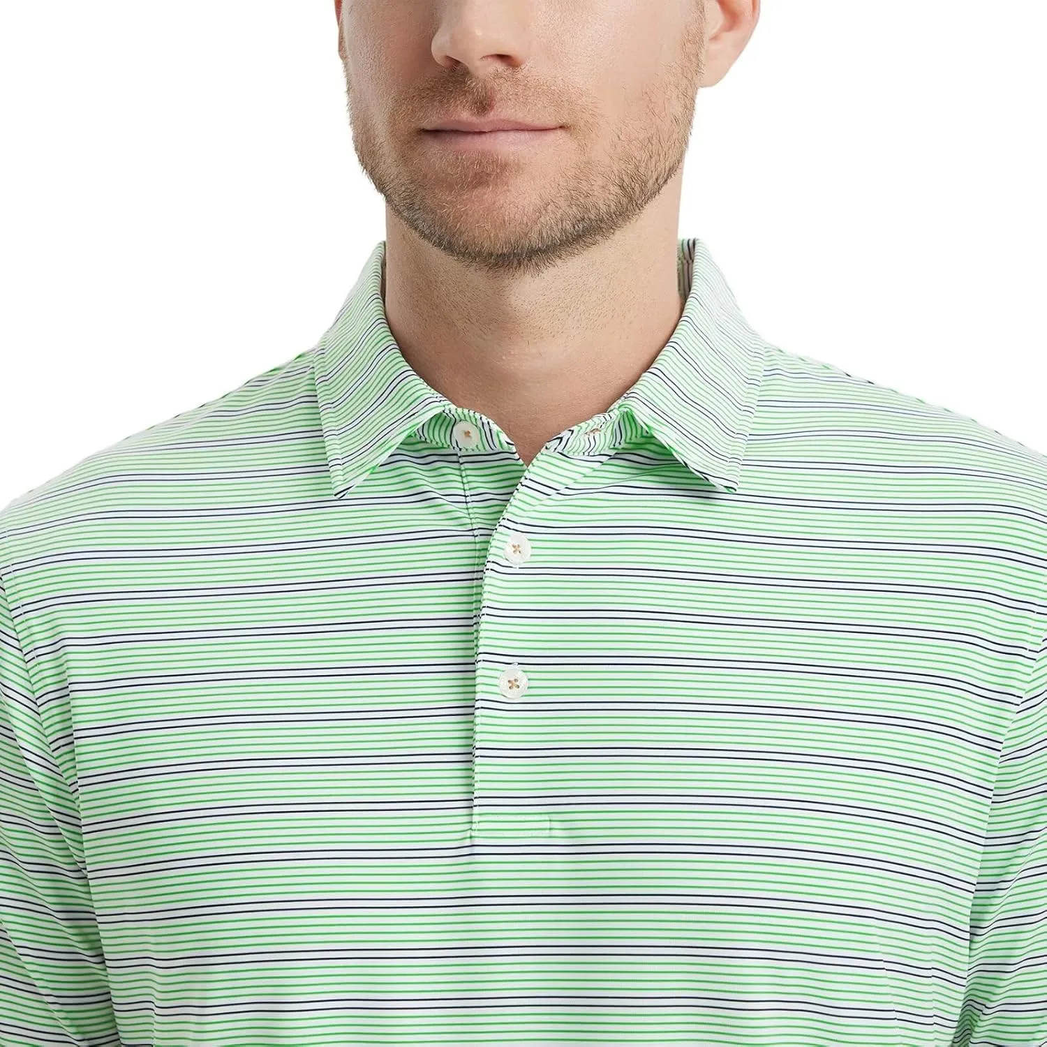 M MAELREG Mens Golf Shirts Dry Fit Moisture Wicking Performance Sports Short Sleeve Striped Collared Polo Shirts for Men