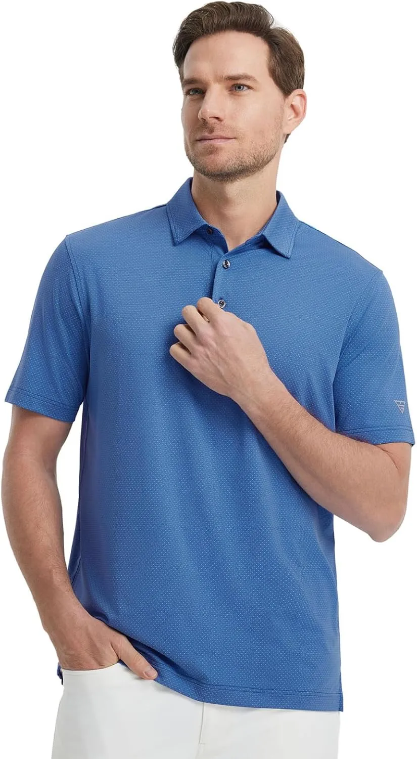 M MAELREG Mens Golf Shirts Moisture Wicking Dry Fit Business Casual Stretch Jacquard Short Sleeve Golf Polo Shirts for Men