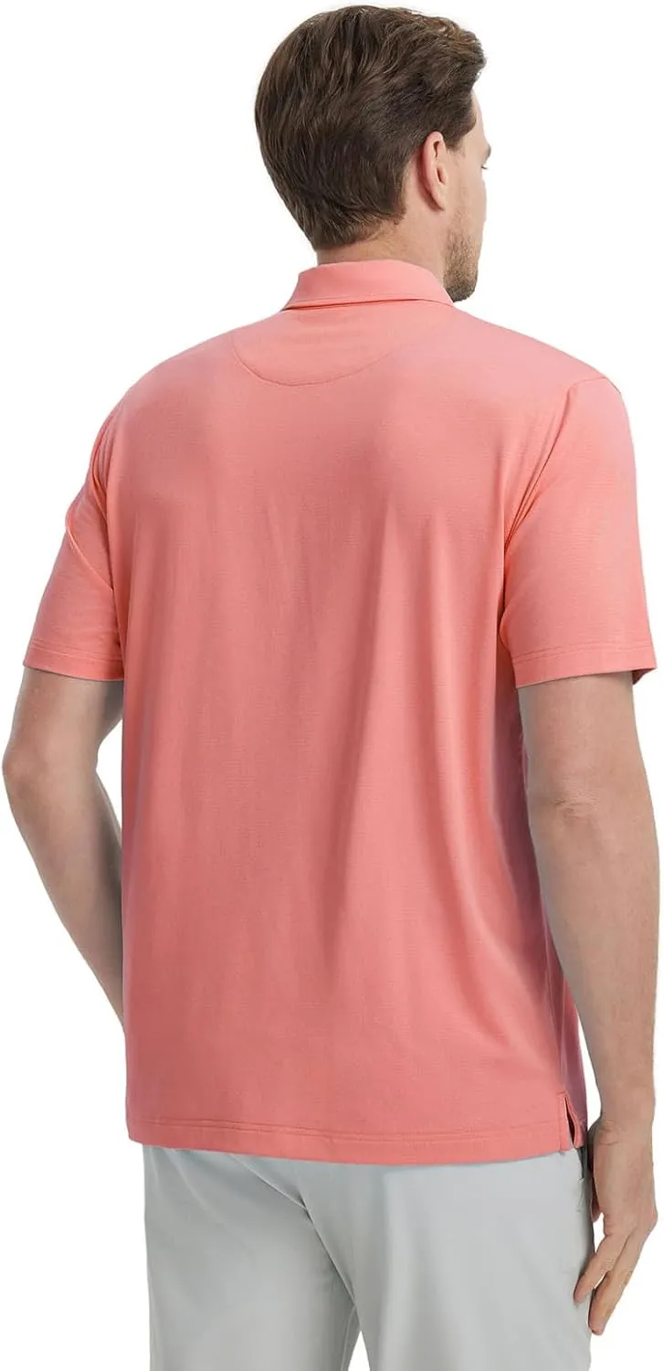 M MAELREG Mens Golf Shirts Moisture Wicking Dry Fit Business Casual Stretch Jacquard Short Sleeve Golf Polo Shirts for Men