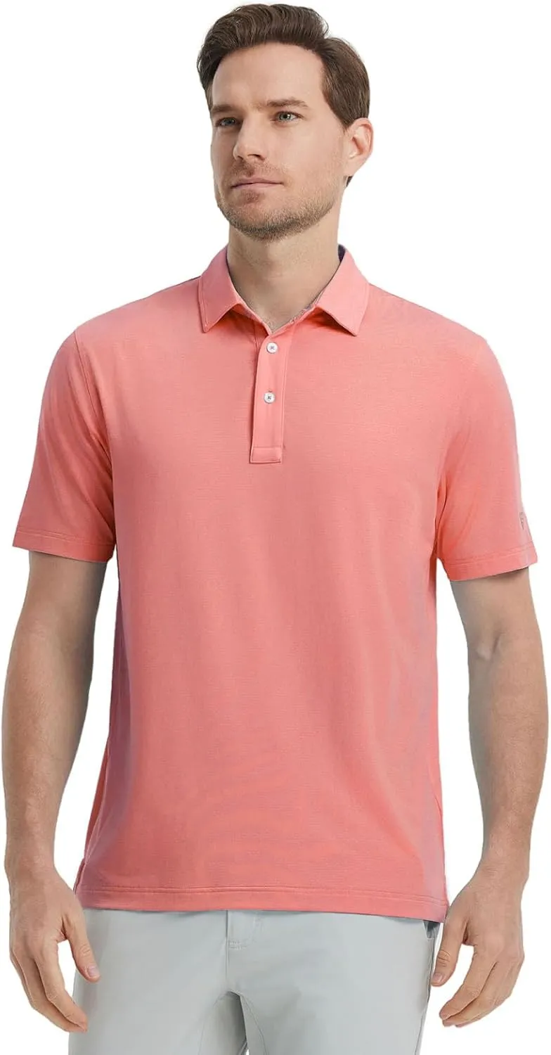 M MAELREG Mens Golf Shirts Moisture Wicking Dry Fit Business Casual Stretch Jacquard Short Sleeve Golf Polo Shirts for Men