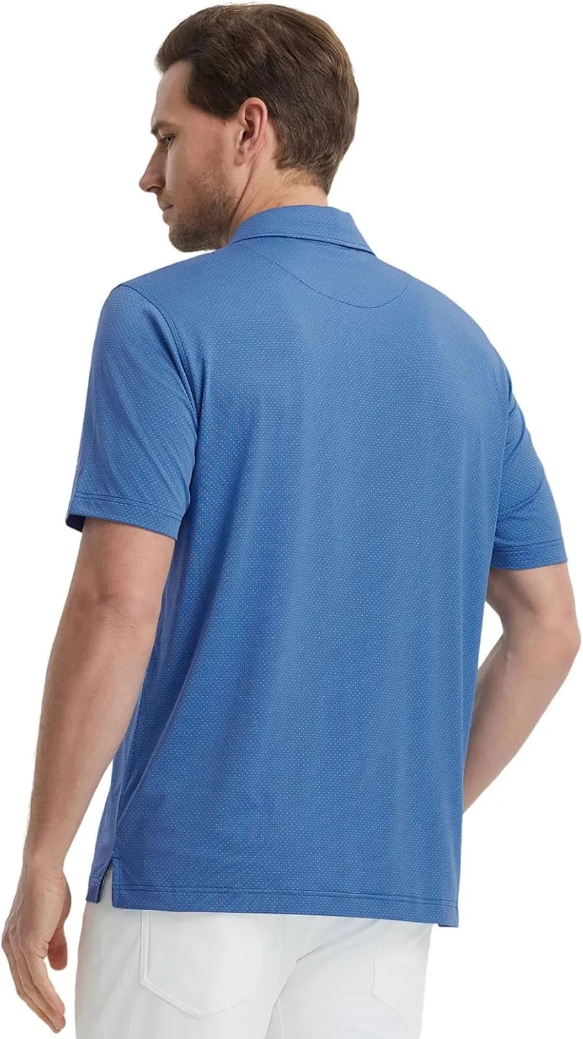 M MAELREG Mens Golf Shirts Moisture Wicking Dry Fit Business Casual Stretch Jacquard Short Sleeve Golf Polo Shirts for Men