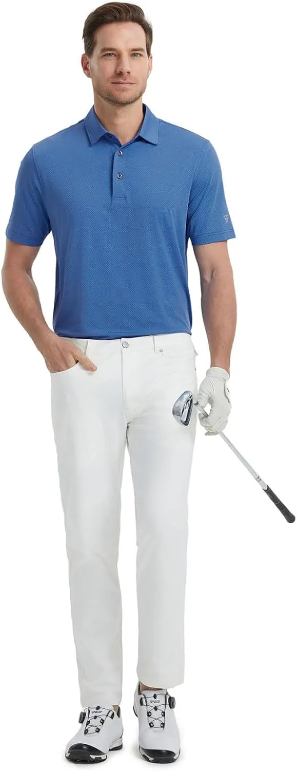 M MAELREG Mens Golf Shirts Moisture Wicking Dry Fit Business Casual Stretch Jacquard Short Sleeve Golf Polo Shirts for Men