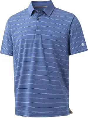 M MAELREG Mens Polo Shirts Short Sleeve Stripe Heather Dry Fit Polo Shirts for Men Moisture Wicking Mens Golf Shirt