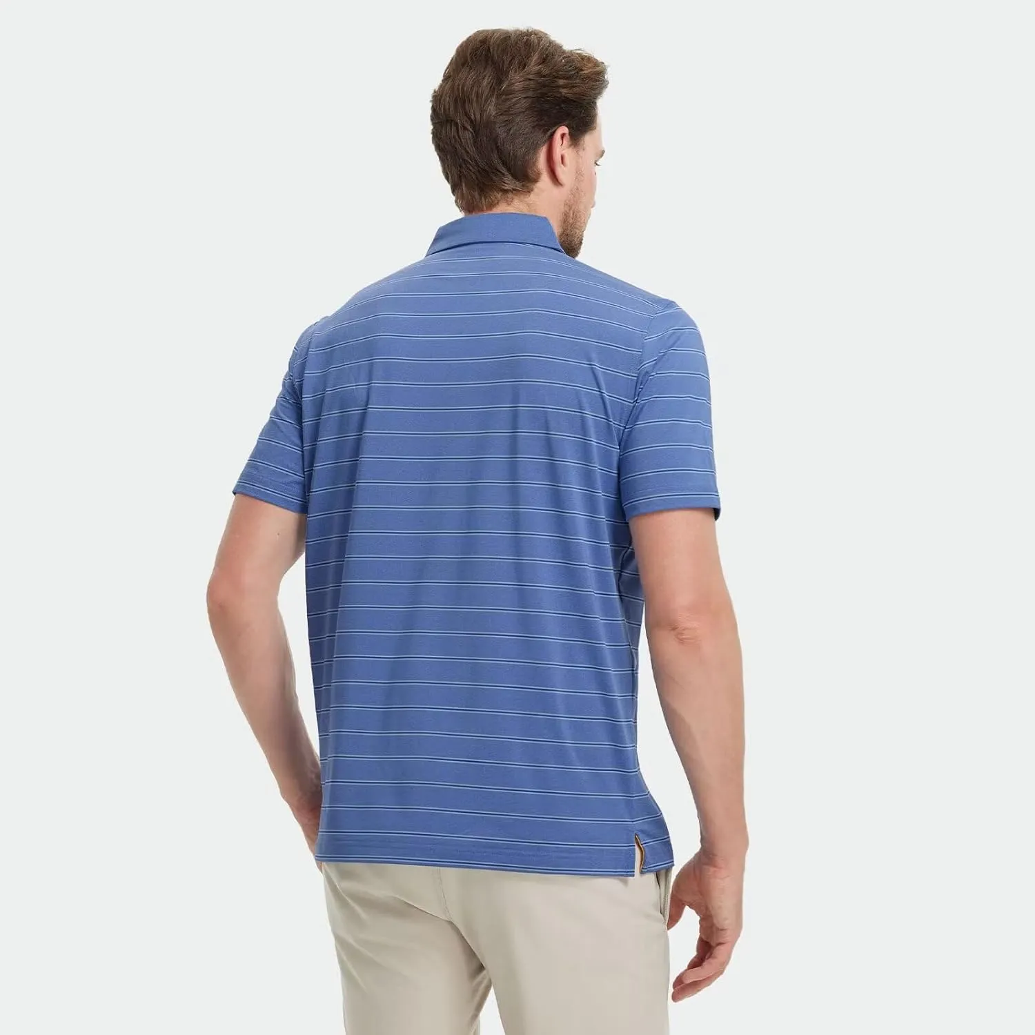 M MAELREG Mens Polo Shirts Short Sleeve Stripe Heather Dry Fit Polo Shirts for Men Moisture Wicking Mens Golf Shirt