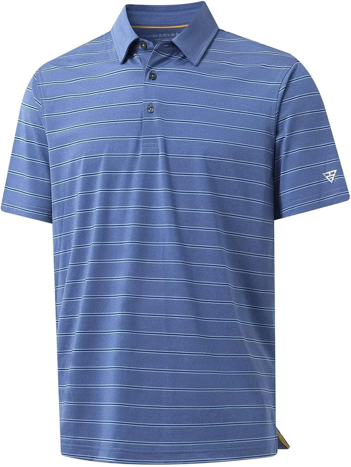 M MAELREG Mens Polo Shirts Short Sleeve Stripe Heather Dry Fit Polo Shirts for Men Moisture Wicking Mens Golf Shirt