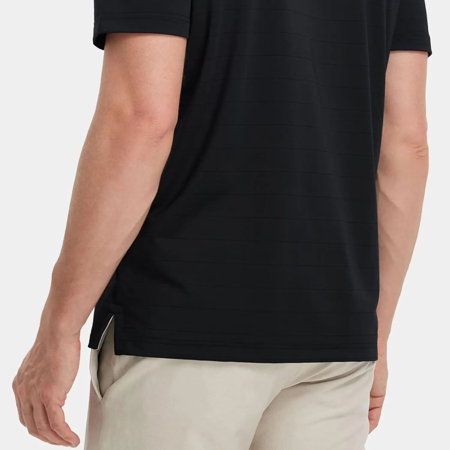M MAELREG Mens Polo Shirts Short Sleeve Stripe Heather Dry Fit Polo Shirts for Men Moisture Wicking Mens Golf Shirt