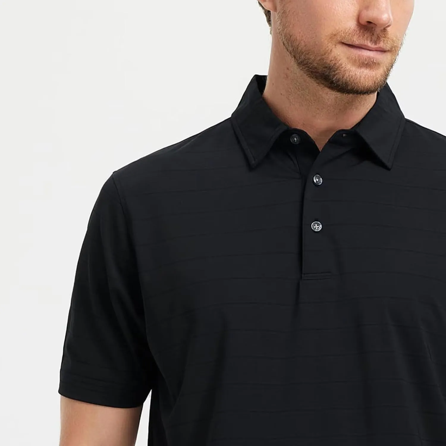 M MAELREG Mens Polo Shirts Short Sleeve Stripe Heather Dry Fit Polo Shirts for Men Moisture Wicking Mens Golf Shirt