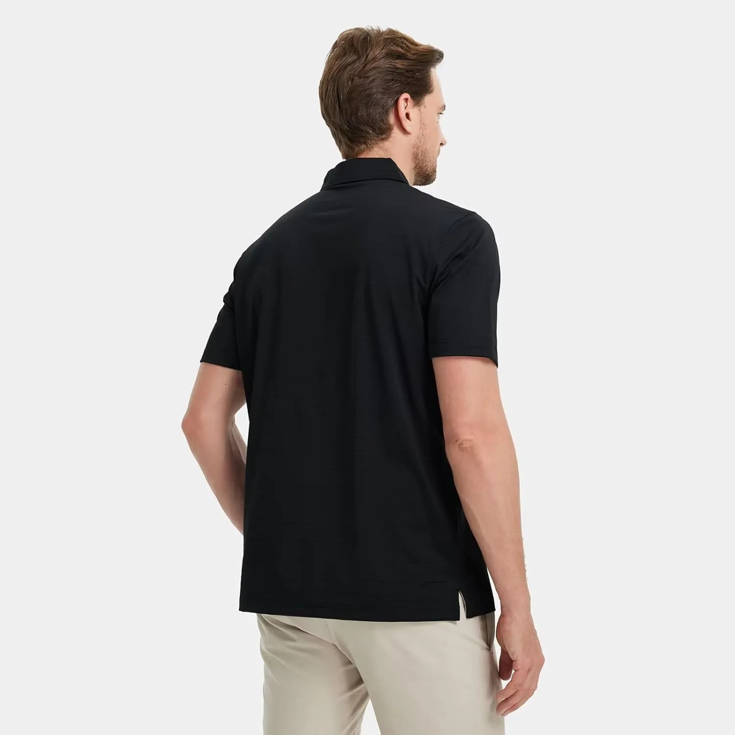 M MAELREG Mens Polo Shirts Short Sleeve Stripe Heather Dry Fit Polo Shirts for Men Moisture Wicking Mens Golf Shirt