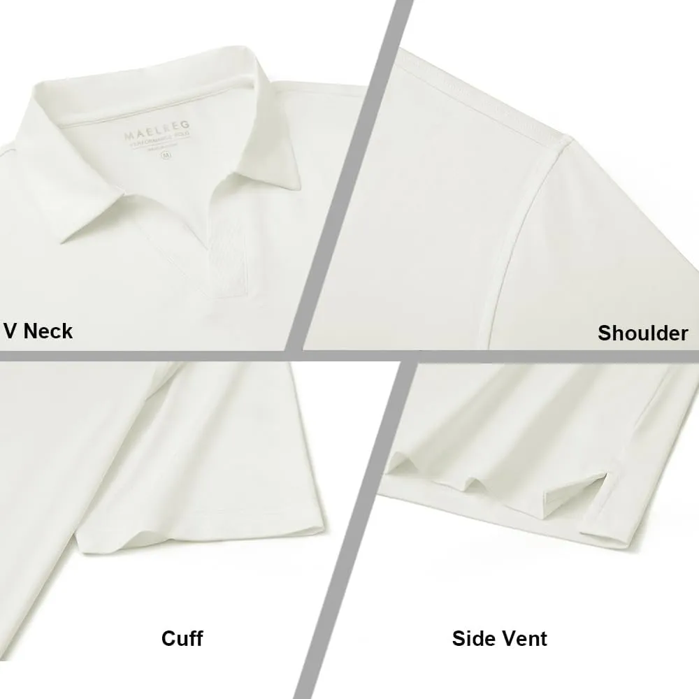 M MAELREG V Neck Polo Shirts for Men Performance Casual Moisture Wicking Mens Golf Polo Shirts Short Sleeve with Collar