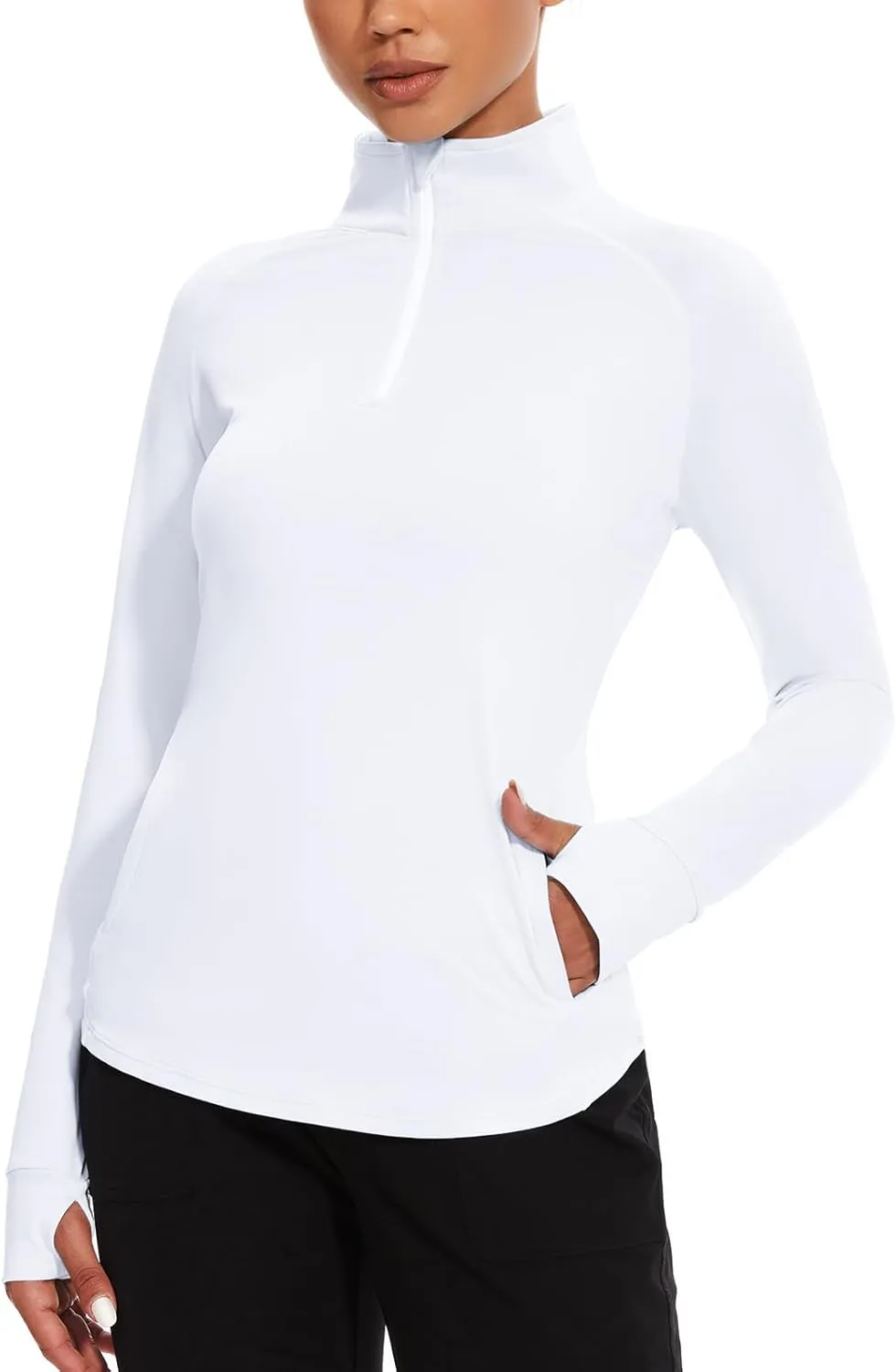 M MOTEEPI Long Sleeve Shirts for Women with Thumb Hole Quick-Dry Womens Golf Shirt Pullover UPF 50  Ladies Sun Shirts