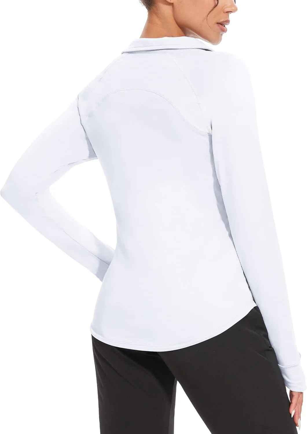 M MOTEEPI Long Sleeve Shirts for Women with Thumb Hole Quick-Dry Womens Golf Shirt Pullover UPF 50  Ladies Sun Shirts