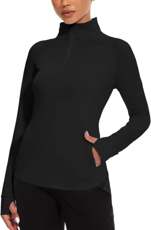 M MOTEEPI Long Sleeve Shirts for Women with Thumb Hole Quick-Dry Womens Golf Shirt Pullover UPF 50  Ladies Sun Shirts