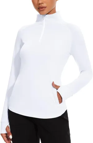M MOTEEPI Long Sleeve Shirts for Women with Thumb Hole Quick-Dry Womens Golf Shirt Pullover UPF 50  Ladies Sun Shirts