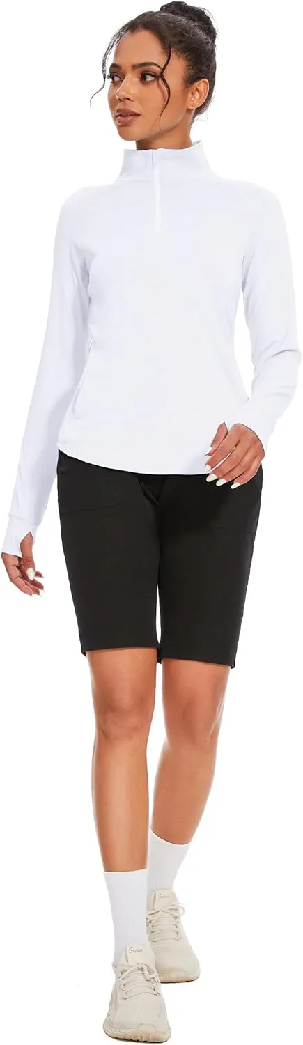 M MOTEEPI Long Sleeve Shirts for Women with Thumb Hole Quick-Dry Womens Golf Shirt Pullover UPF 50  Ladies Sun Shirts