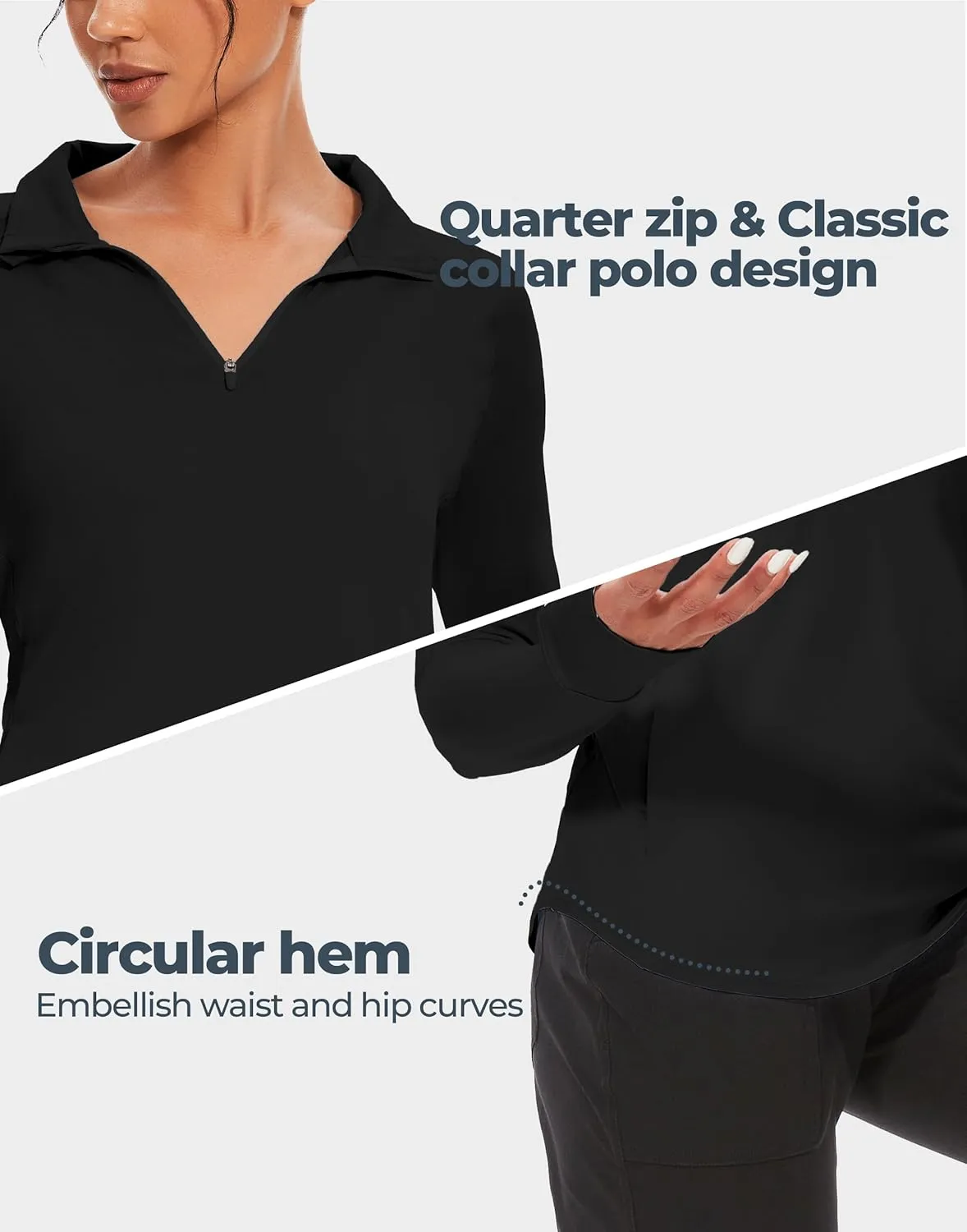 M MOTEEPI Long Sleeve Shirts for Women with Thumb Hole Quick-Dry Womens Golf Shirt Pullover UPF 50  Ladies Sun Shirts