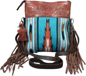 Madosh, Womens Crossbody Bag Genuine Leather Fringe handbag Sling Purse for Women Saddle Blanket Bag Embossed Handcrafted Bag