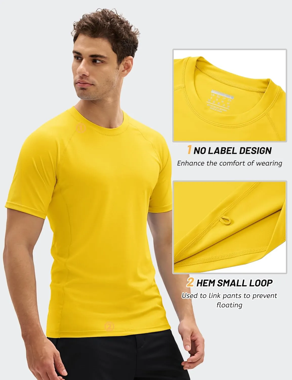 MAGCOMSEN Men's Short Sleeve UPF 50  T-Shirt Swim Quick Dry Rash Guard Athletic Surf Shirts Performance Water Shirts