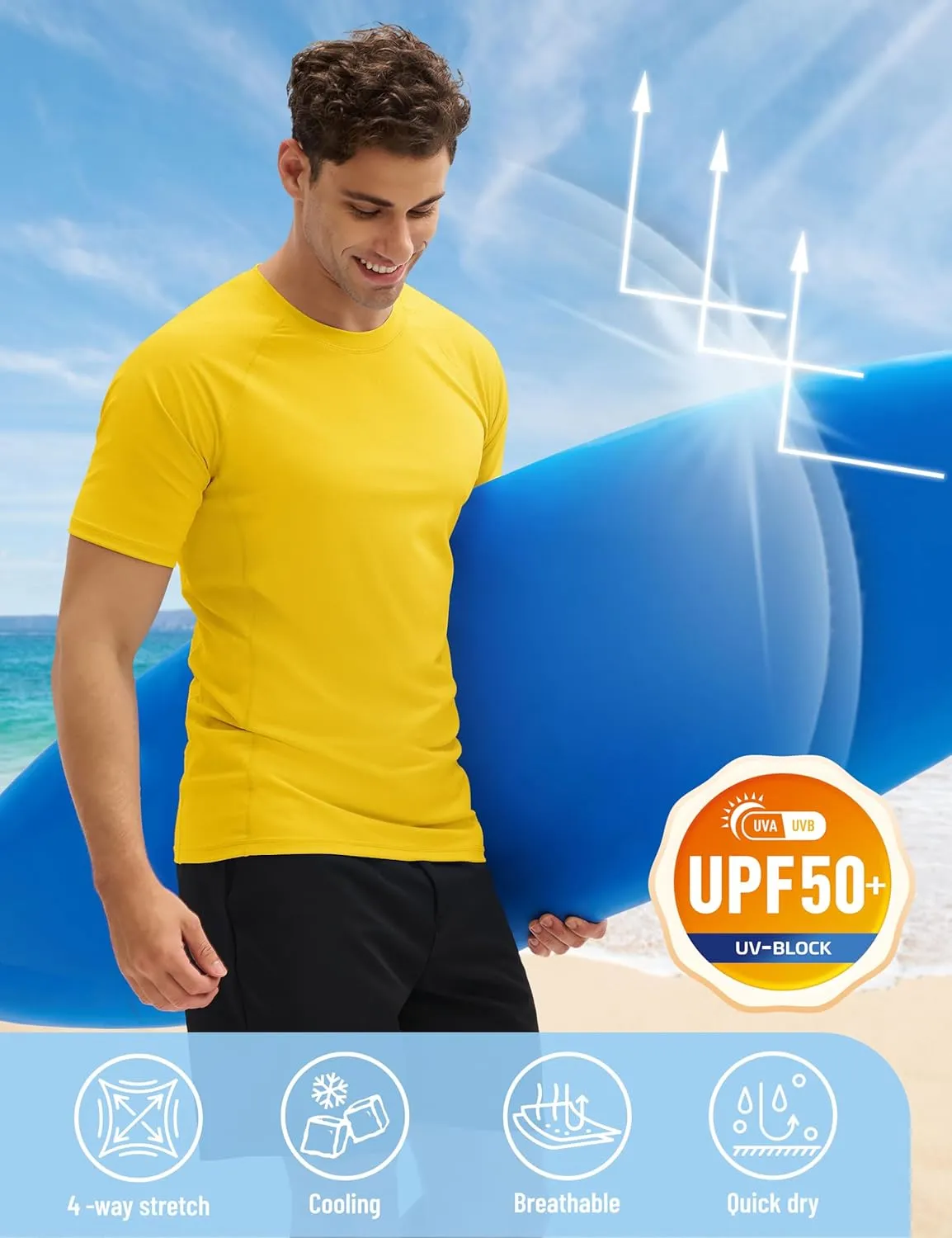 MAGCOMSEN Men's Short Sleeve UPF 50  T-Shirt Swim Quick Dry Rash Guard Athletic Surf Shirts Performance Water Shirts