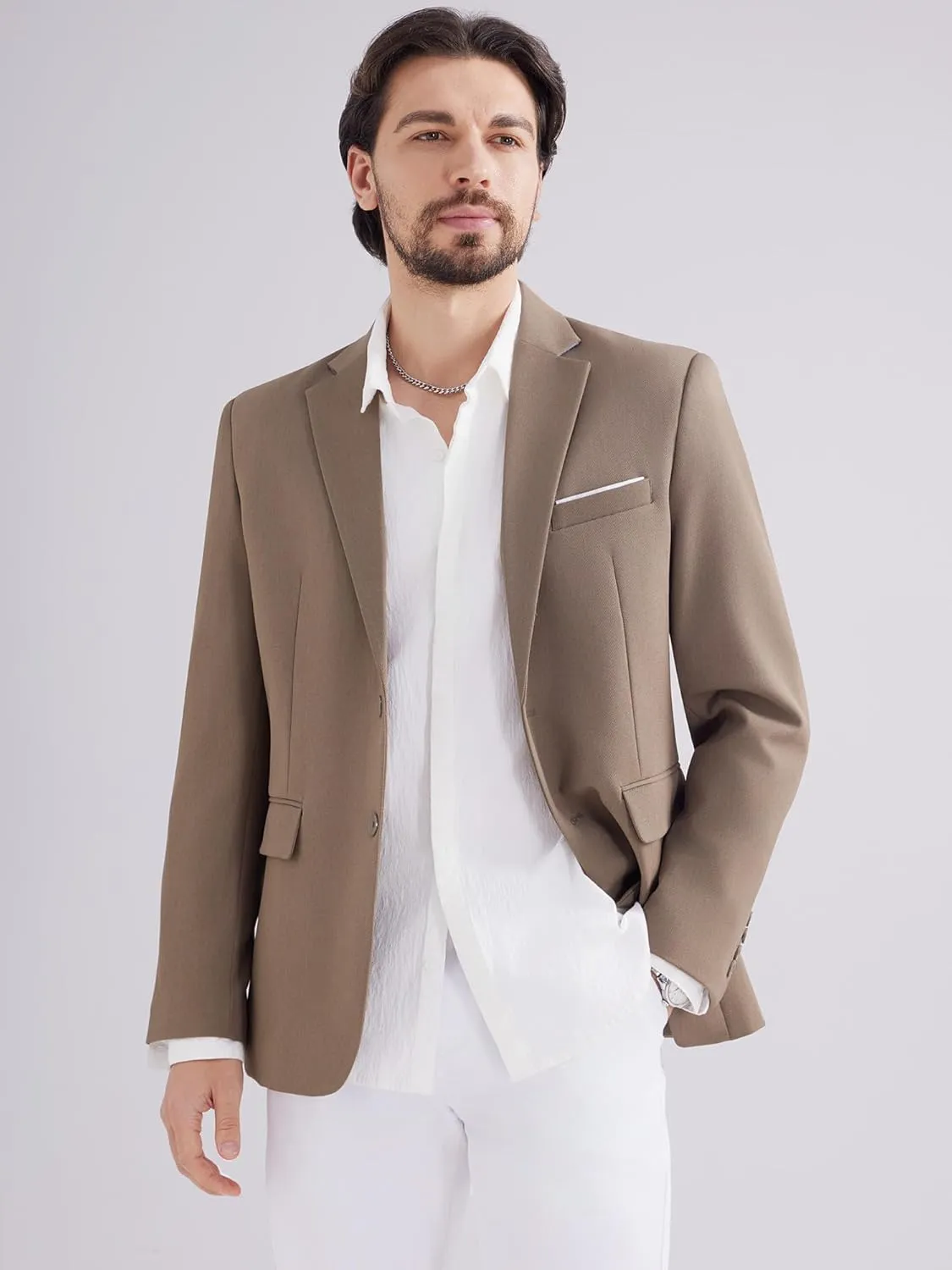 MAGE MALE Men's Two Button Blazer Casual Sport Coats Solid Color Suit Jacket
