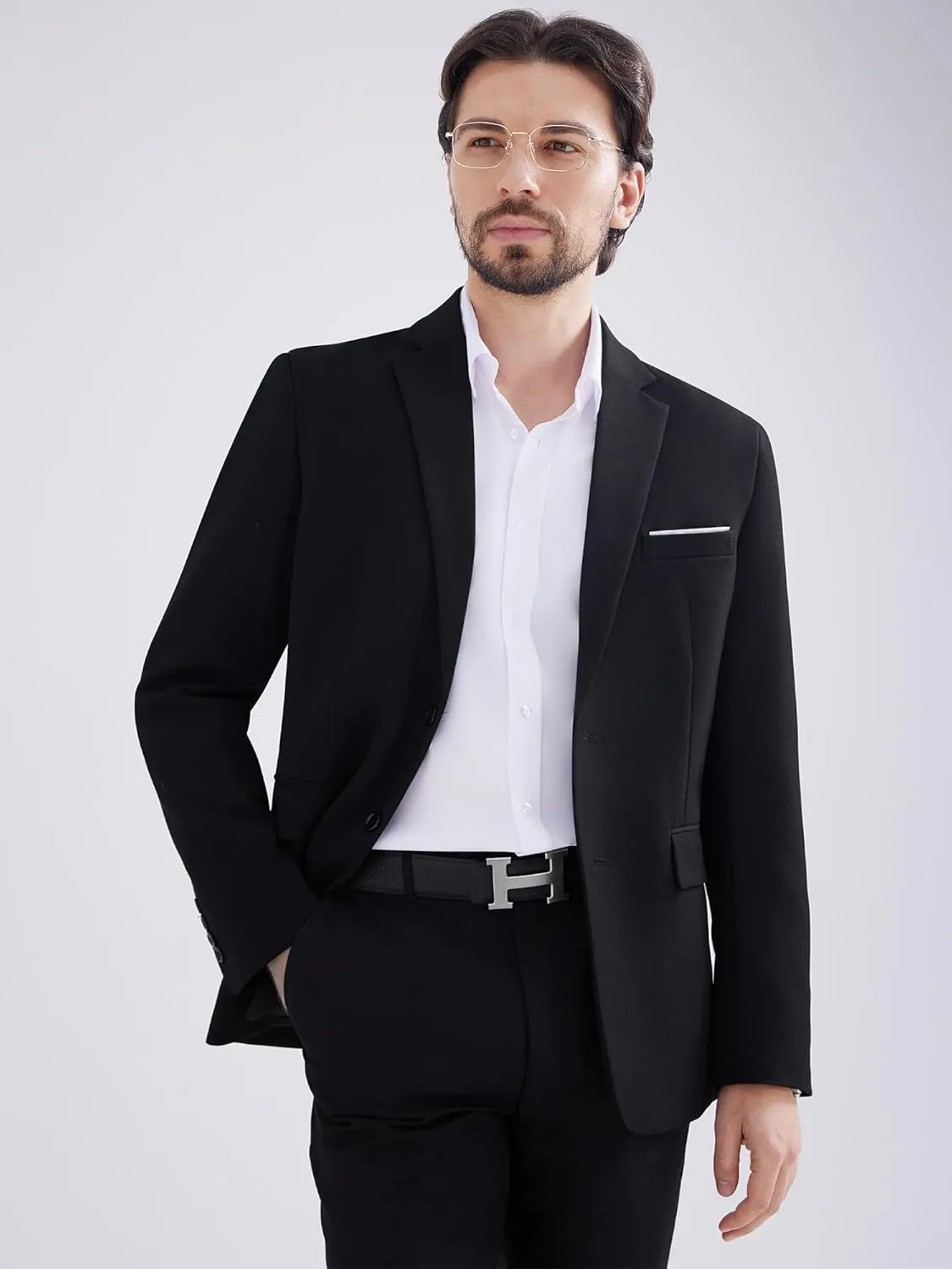 MAGE MALE Men's Two Button Blazer Casual Sport Coats Solid Color Suit Jacket