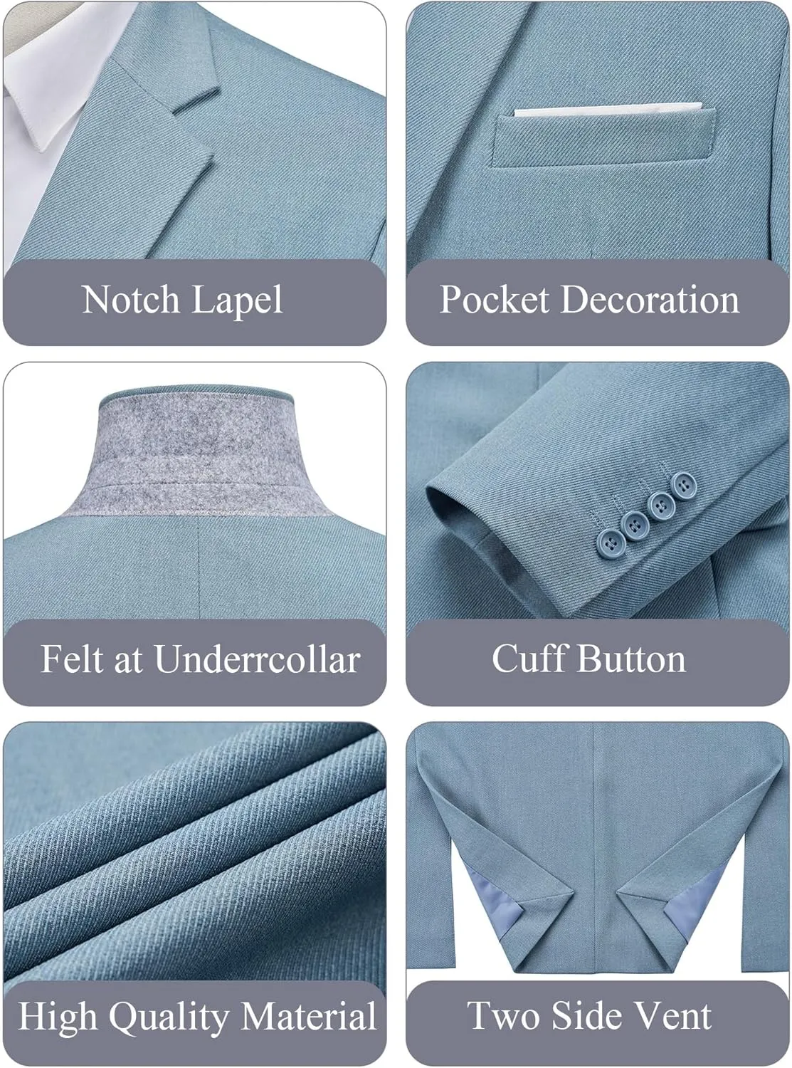 MAGE MALE Men's Two Button Blazer Casual Sport Coats Solid Color Suit Jacket
