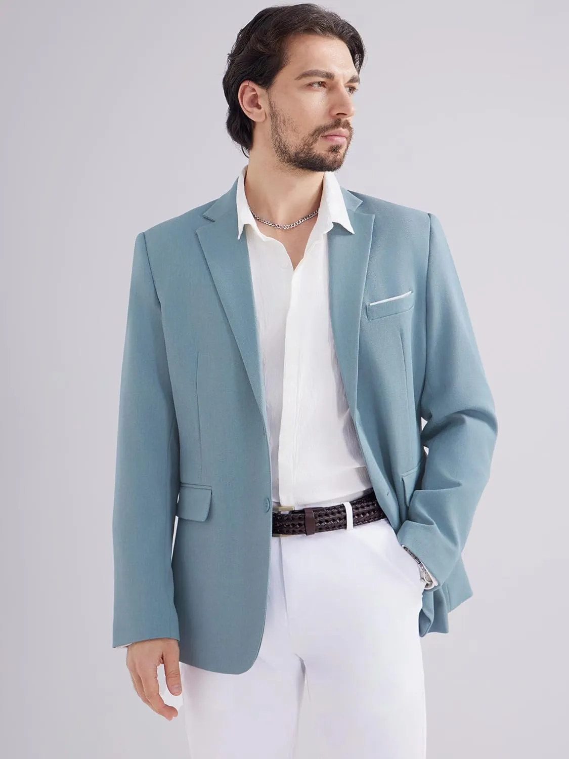 MAGE MALE Men's Two Button Blazer Casual Sport Coats Solid Color Suit Jacket