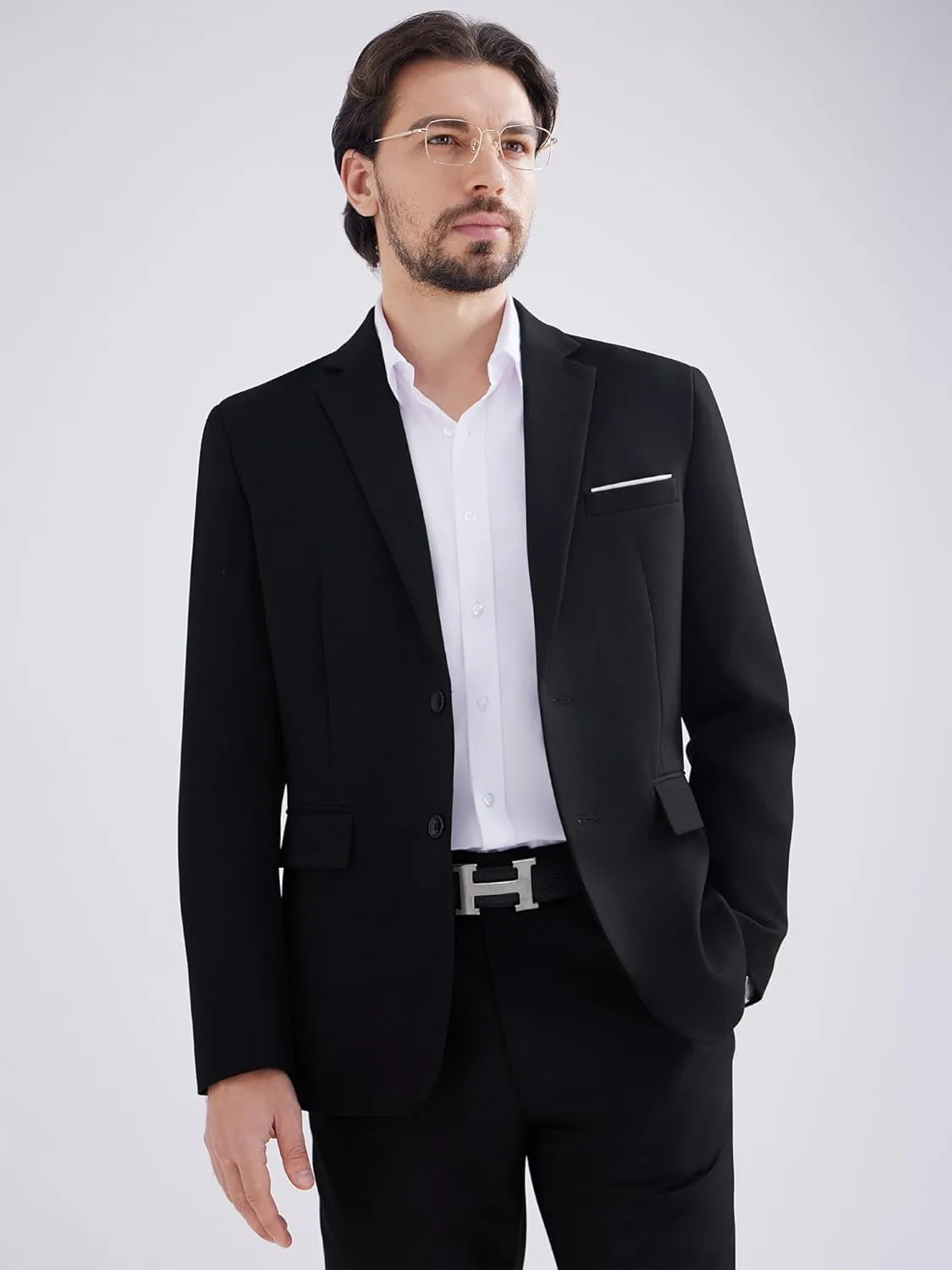MAGE MALE Men's Two Button Blazer Casual Sport Coats Solid Color Suit Jacket