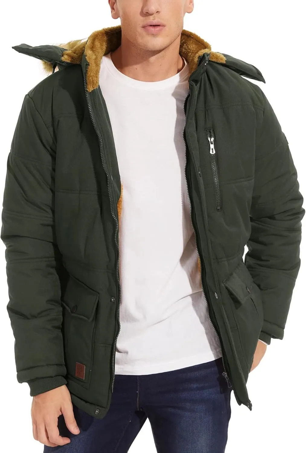 MAGNIVIT Men's Winter Jacket Puffer Coats Thicken Warm Fur Down Parka Jcket with Removable Hood