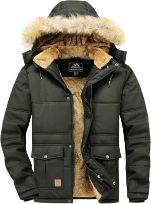 MAGNIVIT Men's Winter Jacket Puffer Coats Thicken Warm Fur Down Parka Jcket with Removable Hood