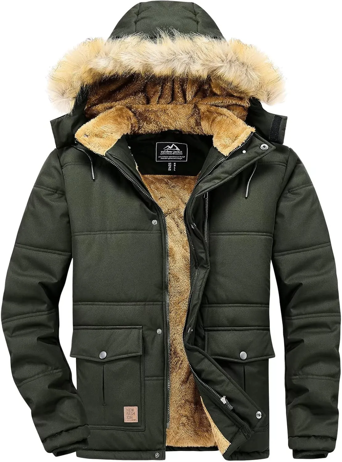 MAGNIVIT Men's Winter Jacket Puffer Coats Thicken Warm Fur Down Parka Jcket with Removable Hood