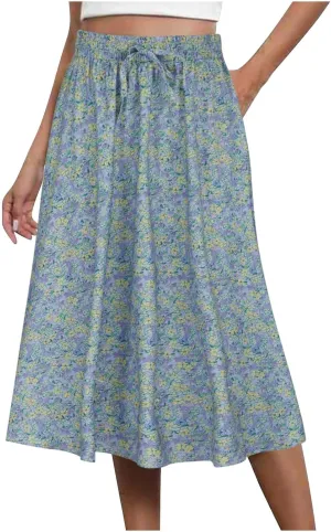 maisdgop Tennis Skirts for Women Casual Zip Knee Length Skirt 2024 Fashion Elastic High Waisted Pleated Skirts with Pockets