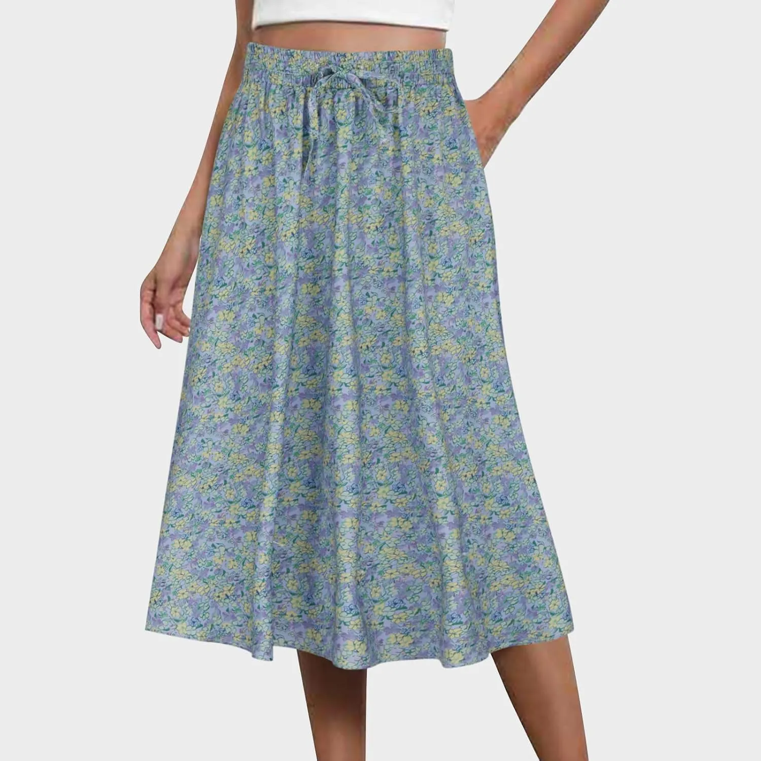 maisdgop Tennis Skirts for Women Casual Zip Knee Length Skirt 2024 Fashion Elastic High Waisted Pleated Skirts with Pockets