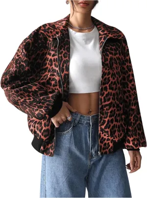 MakeMeChic Women's Casual PU Leather Zip Up Jacket Long Sleeve Collared Neck Outwear Coats