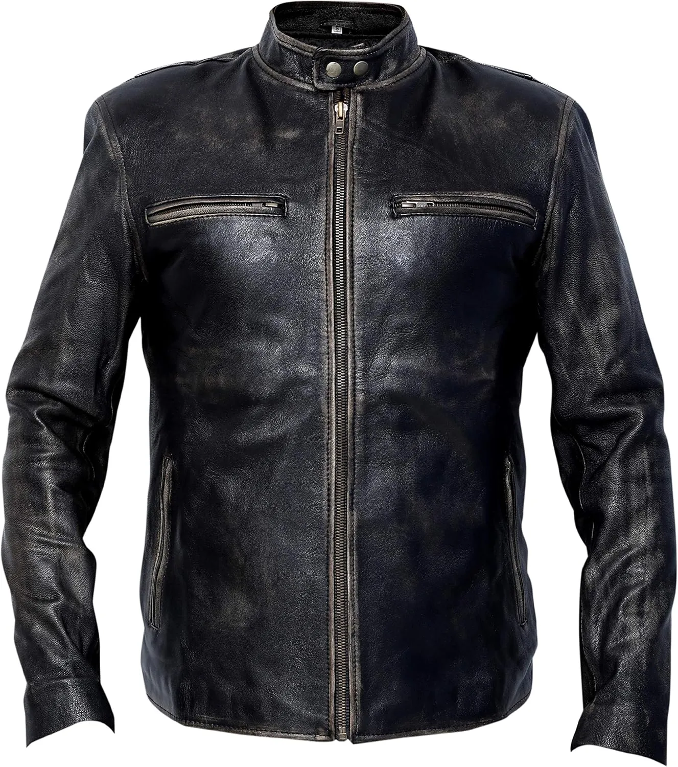 Mark Wahlberg Distressed Cowhide Real Leather Jacket