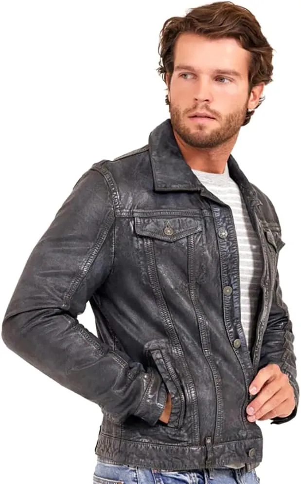 Mauritius Men's Genuine Leather Jean Jacket