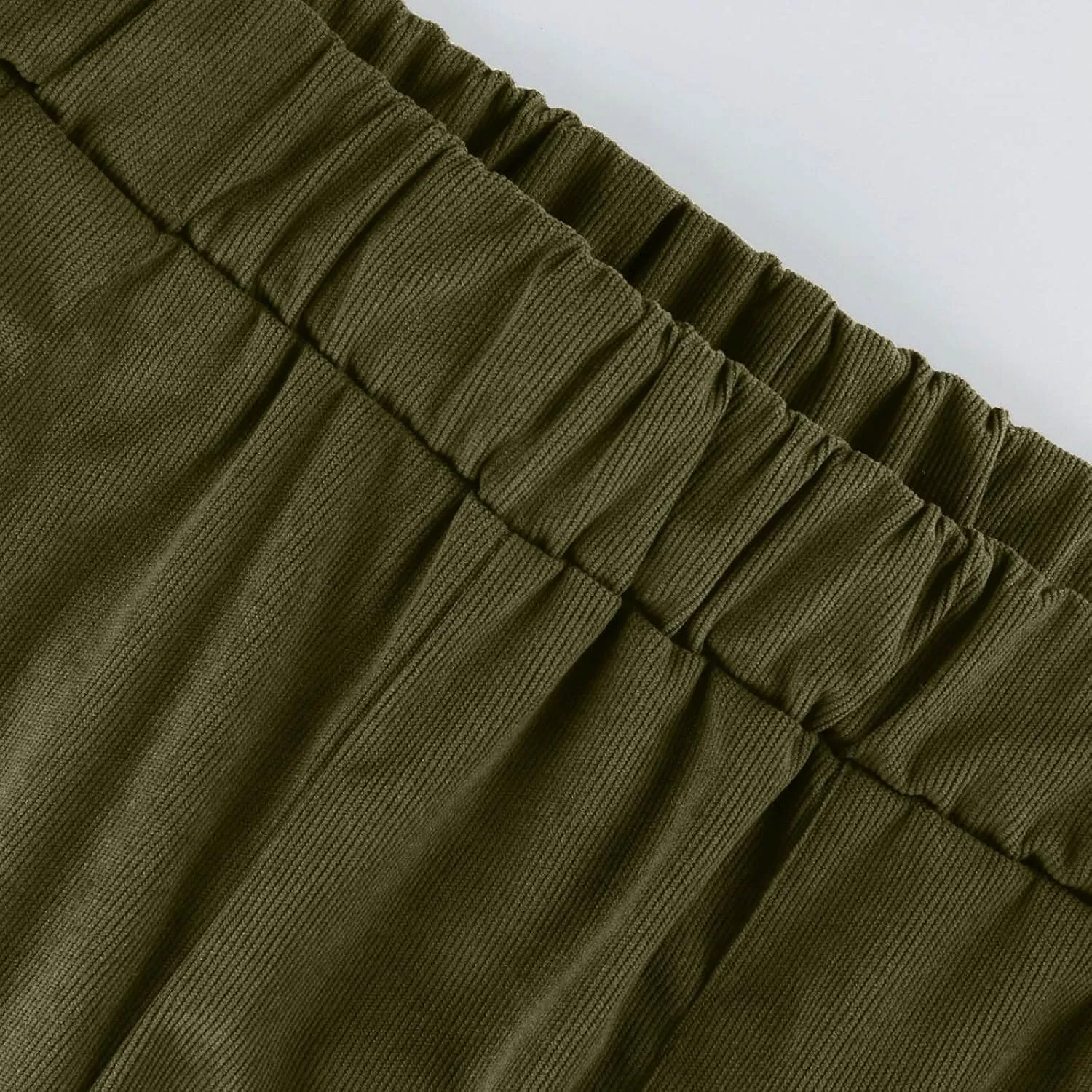 MCILLO Ladies Corduroy Pants Women Elastic High Waist Straight Leg Slacks Casual Trousers with Pocket