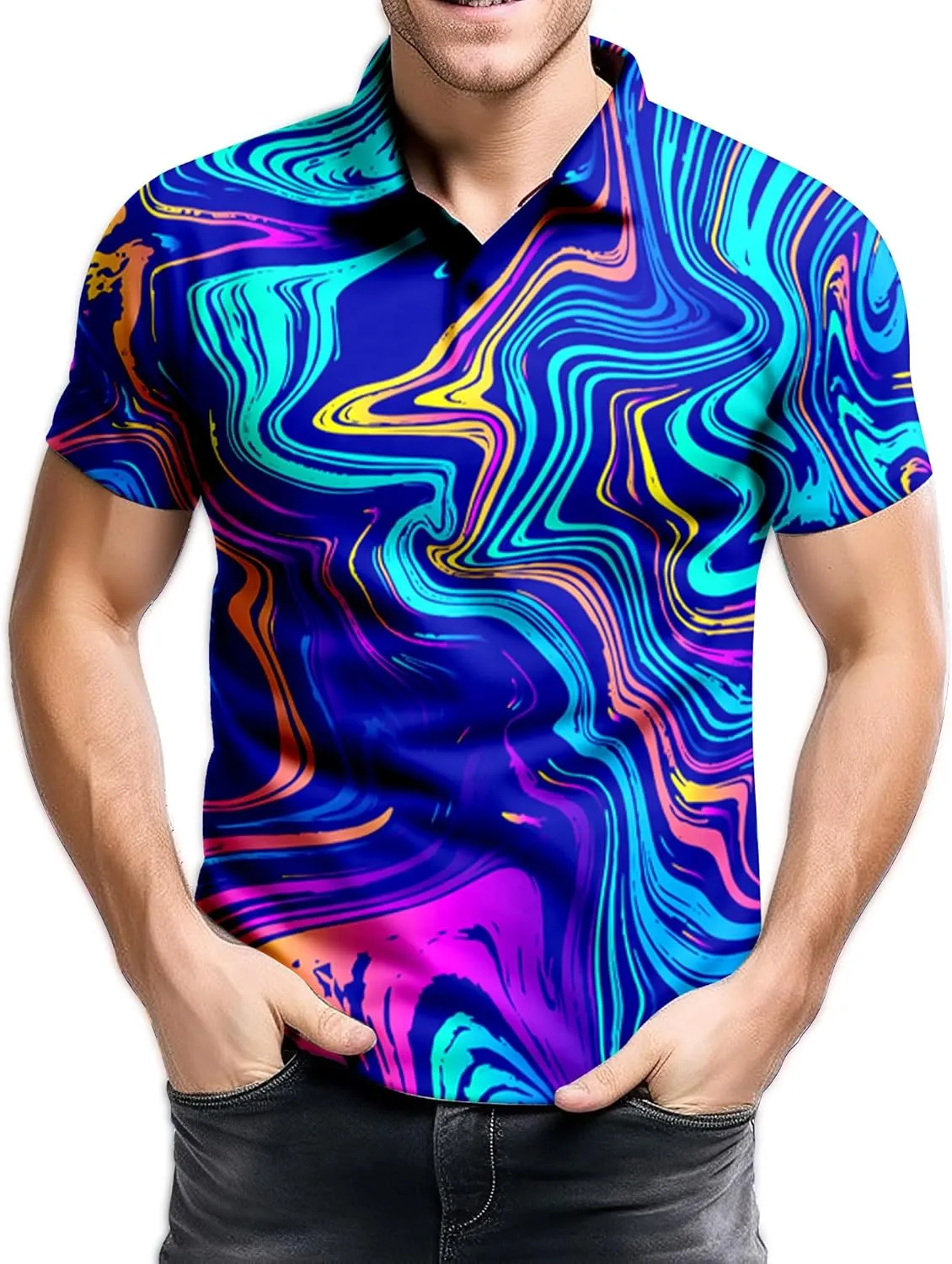 Mens 70s Golf Shirts for Men,Funny Golf Shirts for Men Short Sleeve,Mens 70s Shirt 70s Outfits for Men