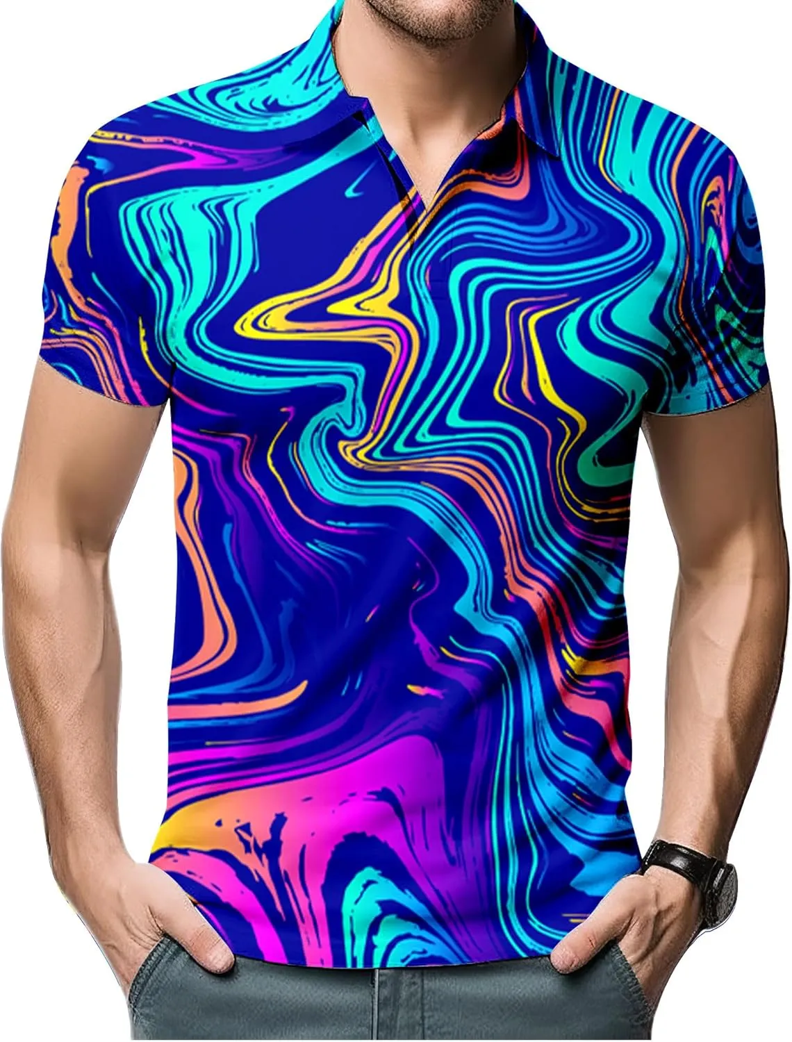 Mens 70s Golf Shirts for Men,Funny Golf Shirts for Men Short Sleeve,Mens 70s Shirt 70s Outfits for Men