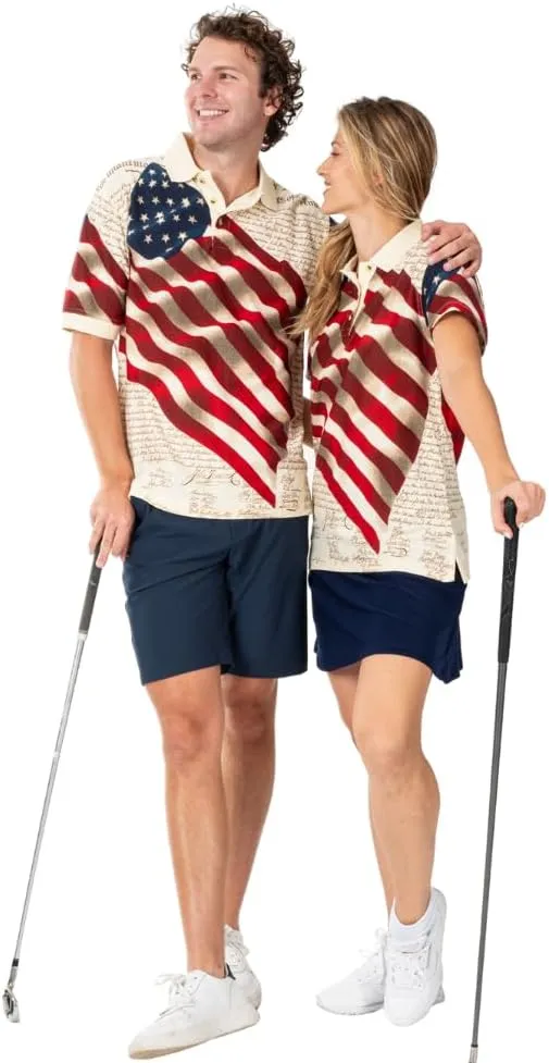 Men's American Flag Golf Shirt | USA 4th of July Golf Shirts for Men