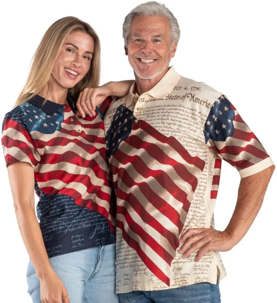 Men's American Flag Golf Shirt | USA 4th of July Golf Shirts for Men