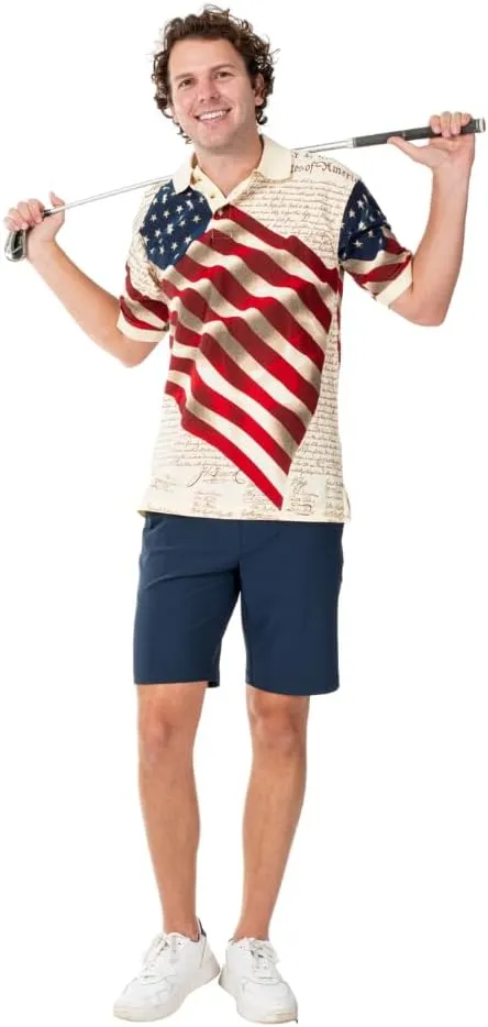 Men's American Flag Golf Shirt | USA 4th of July Golf Shirts for Men