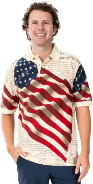 Men's American Flag Golf Shirt | USA 4th of July Golf Shirts for Men