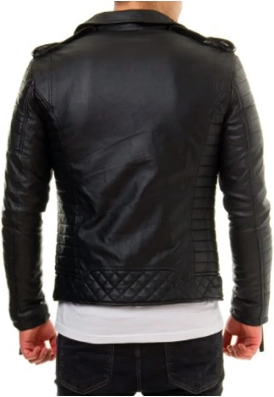Mens Cafe Racer Black Biker Slim Fit Genuine Sheepskin Leather Motorcycle jacket For Men