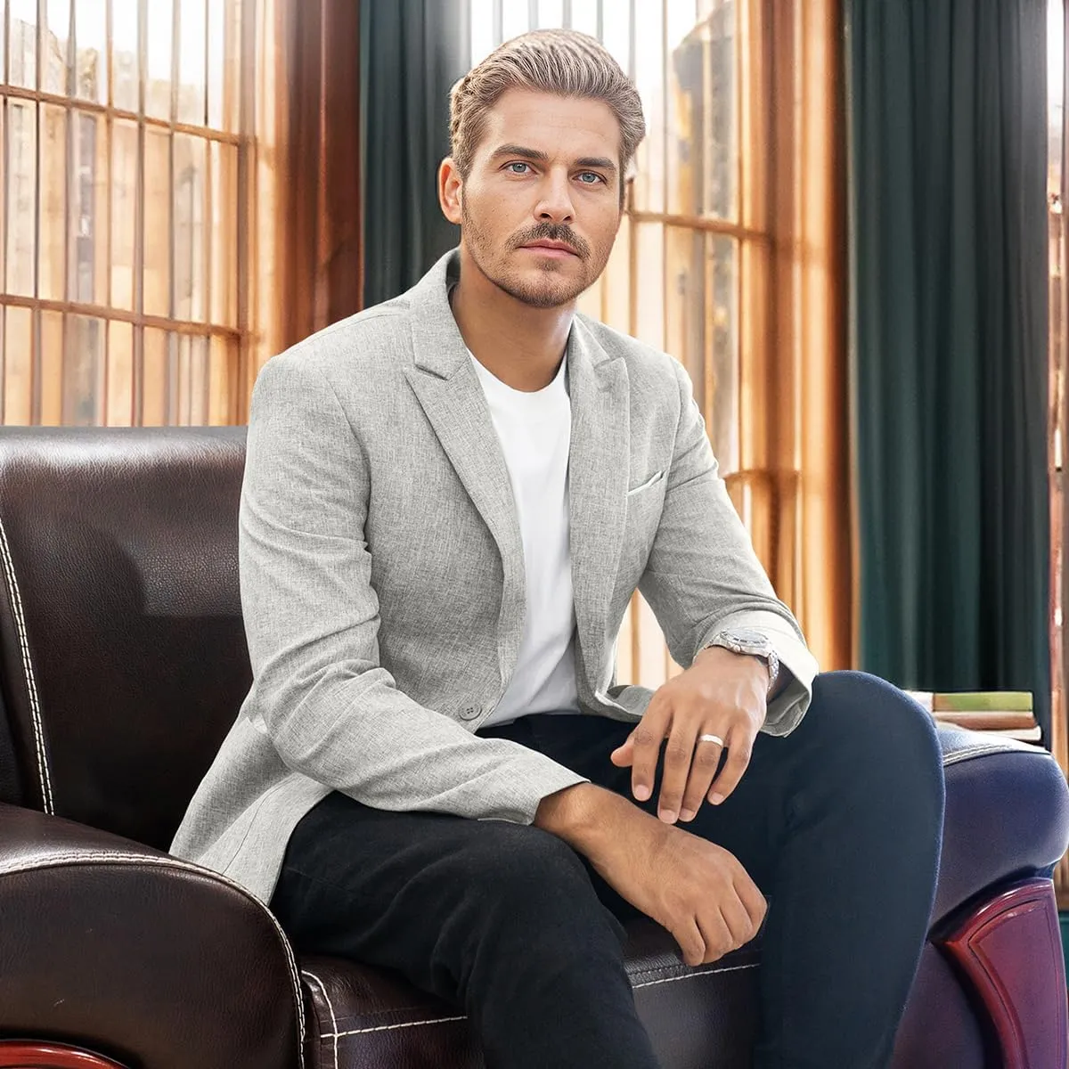 Men's Causal Suit Blazer Slim Fit Sport Jackets for Men Two Button Business Wedding Party Banquet