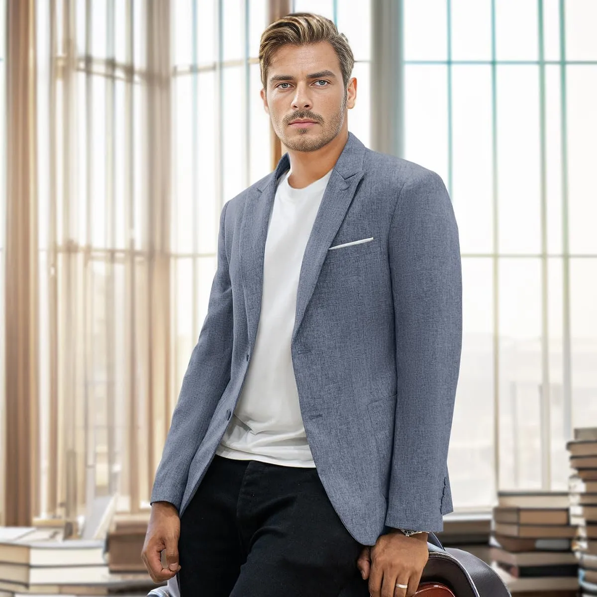 Men's Causal Suit Blazer Slim Fit Sport Jackets for Men Two Button Business Wedding Party Banquet