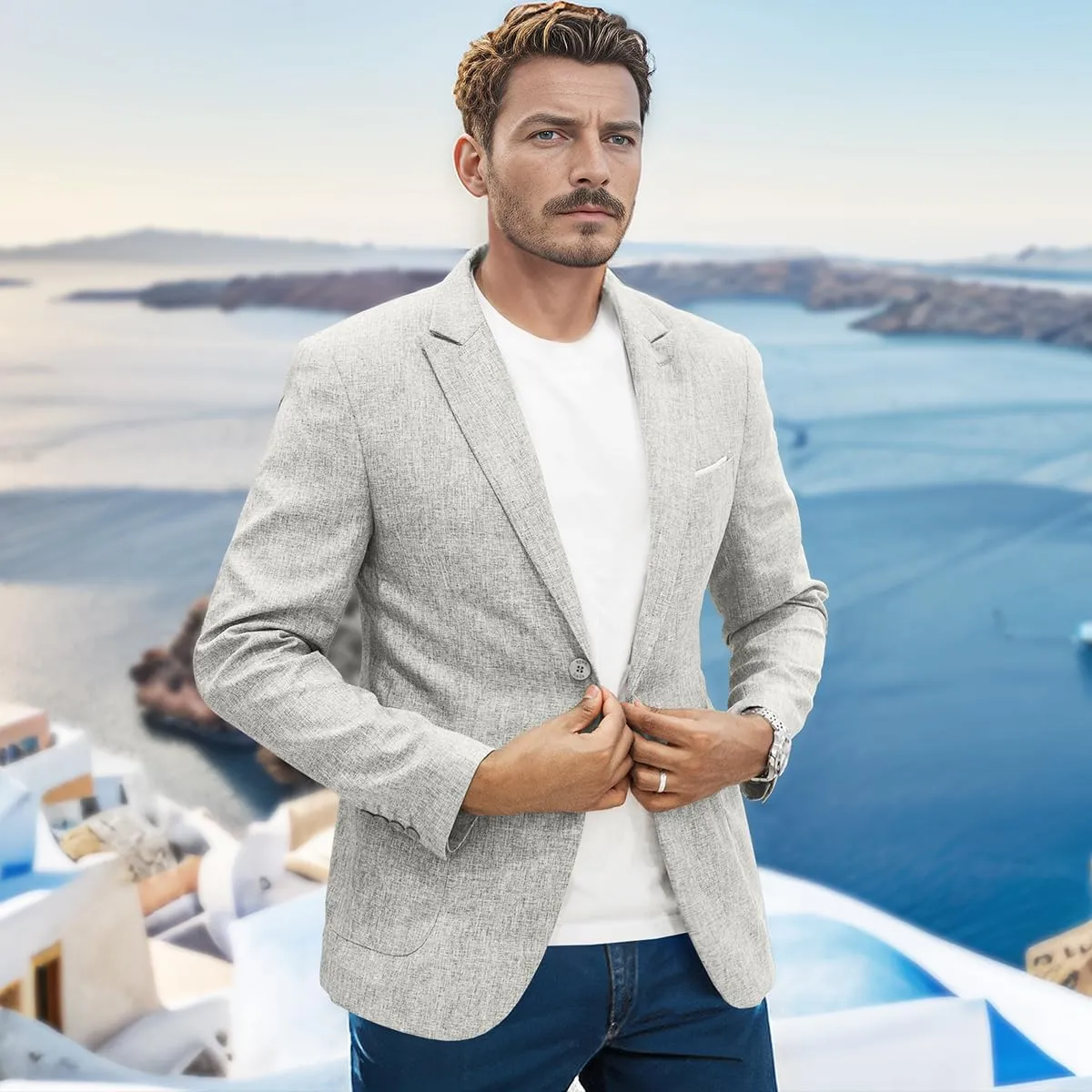 Men's Causal Suit Blazer Slim Fit Sport Jackets for Men Two Button Business Wedding Party Banquet