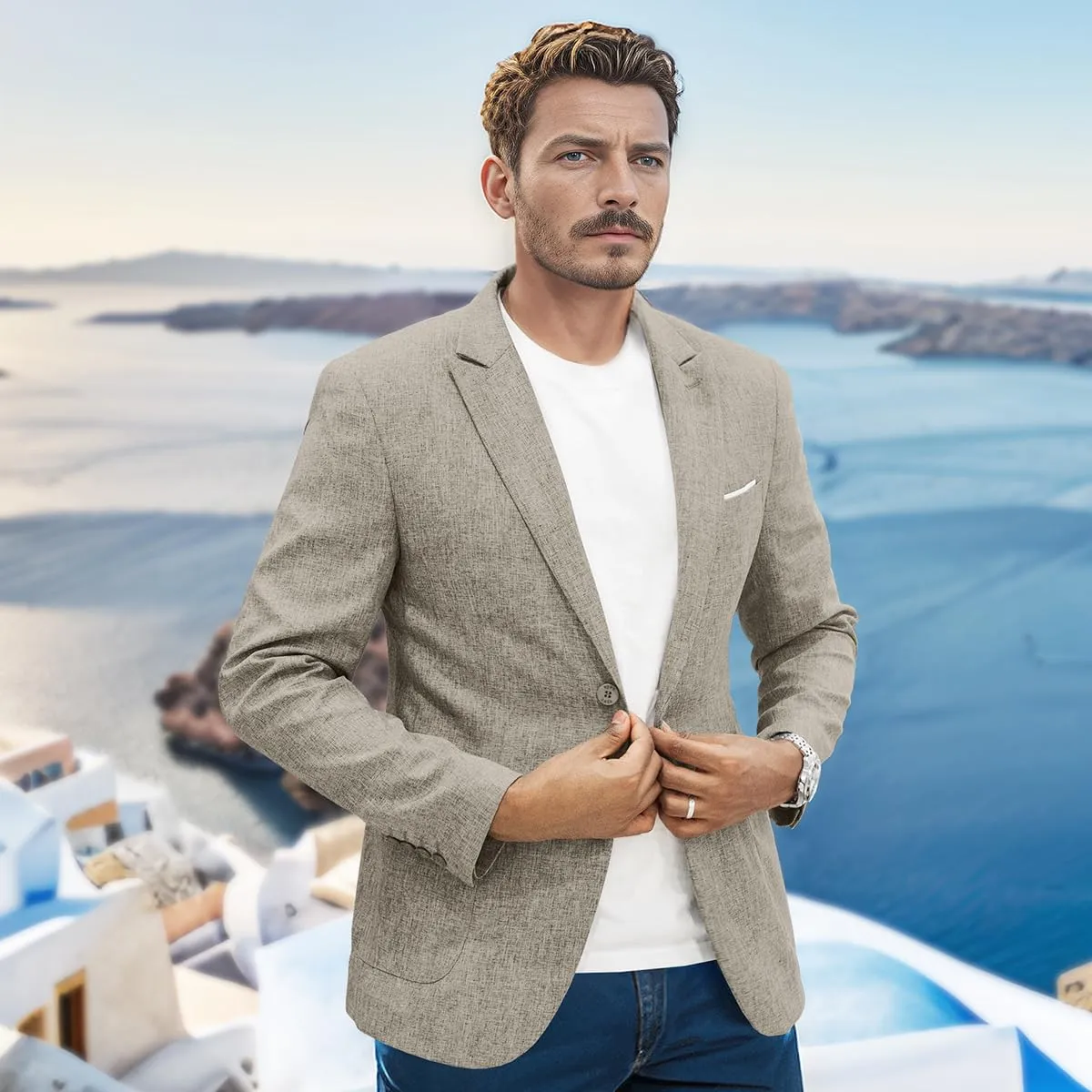 Men's Causal Suit Blazer Slim Fit Sport Jackets for Men Two Button Business Wedding Party Banquet