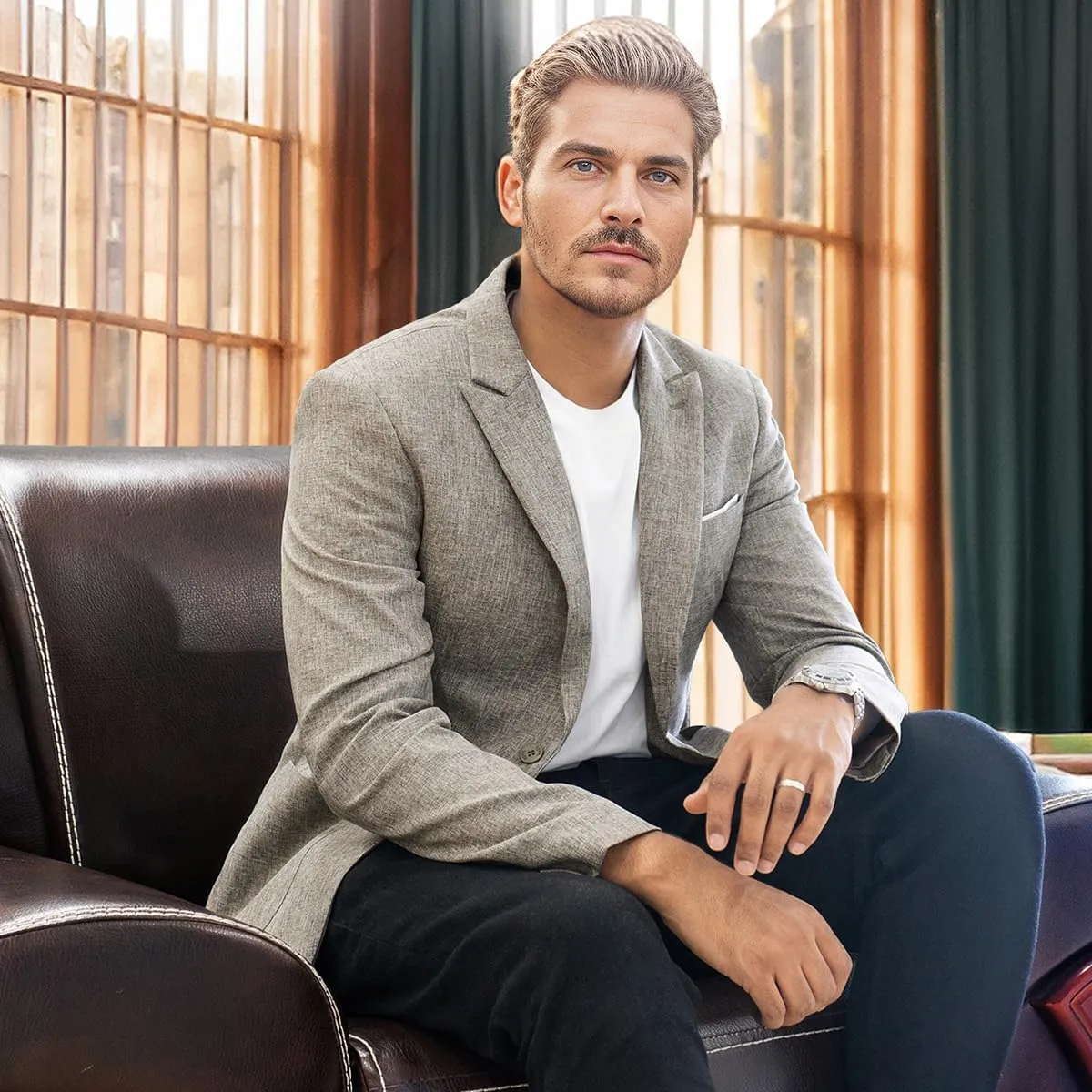 Men's Causal Suit Blazer Slim Fit Sport Jackets for Men Two Button Business Wedding Party Banquet