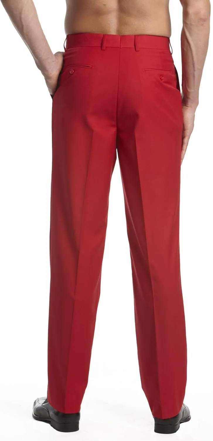 Mens Dress Pant Trousers Flat Front Solid Mix Multi Color Design